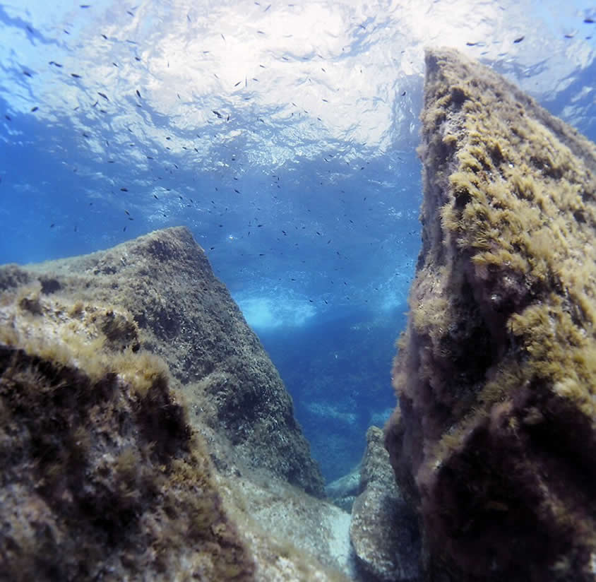 Underwater remains of the Azure Window at Dwejra, Gozo