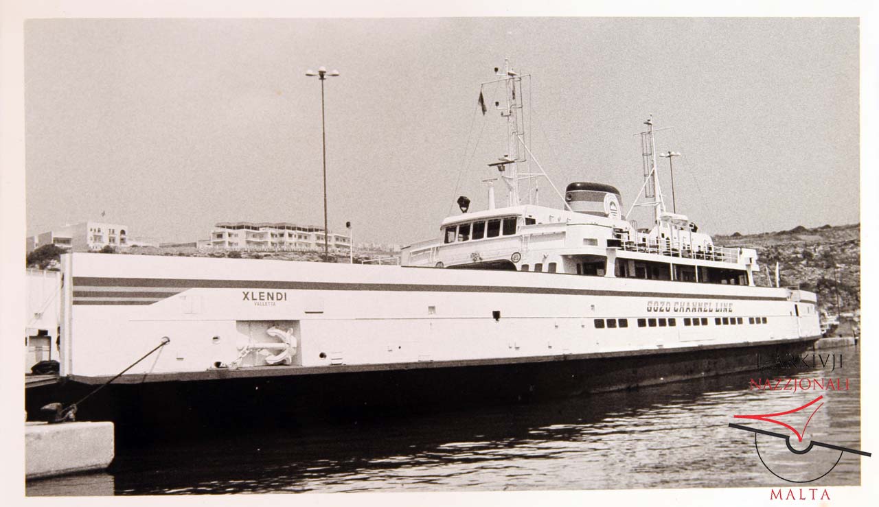 M.V. Xlendi ferry at Mġarr Harbour, Gozo, circa 1990